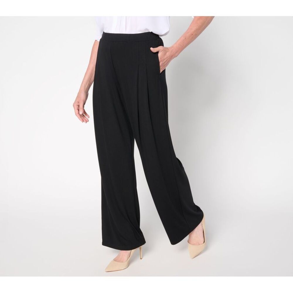 Susan Graver Women's Petite Pants 4XP Essentials Rayon Allure Knit Black